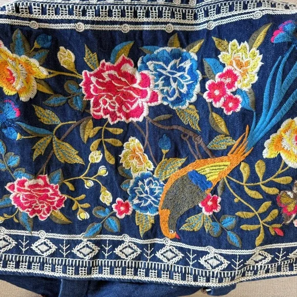 Johnny Was Blue Floral Embroidered Tote - Picture 6 of 6